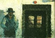 Michael Ancher christoffer udenfor sit hus oil